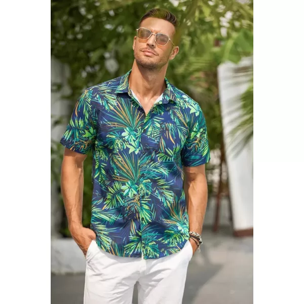 COOFANDY Mens Hawaiian Tropical Shirt Short Sleeve Casual Button Down Floral Summer Beach Shirts with Pocket