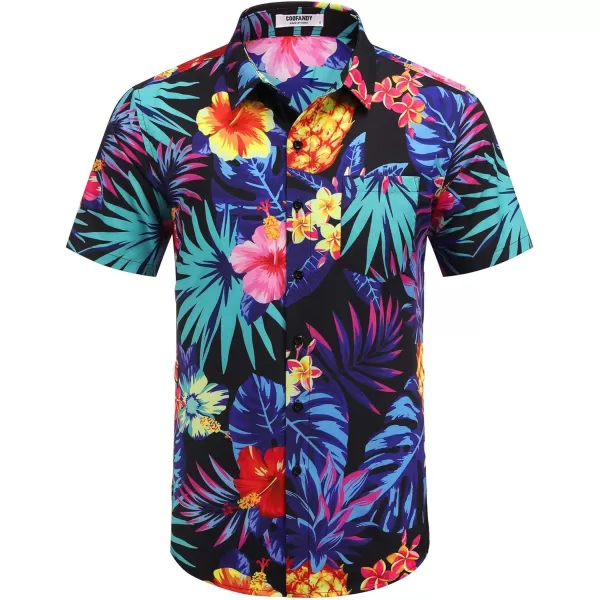 COOFANDY Mens Hawaiian Tropical Shirt Short Sleeve Casual Button Down Floral Summer Beach Shirts with Pocket
