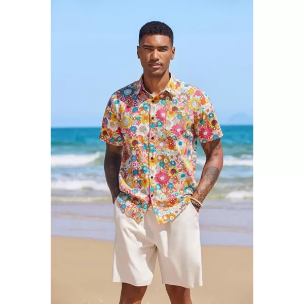 COOFANDY Mens Hawaiian Tropical Shirt Short Sleeve Casual Button Down Floral Summer Beach Shirts with Pocket