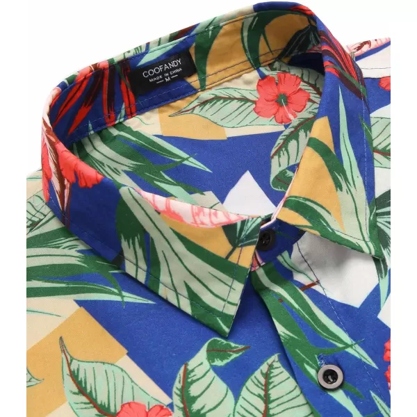 COOFANDY Mens Hawaiian Tropical Shirt Short Sleeve Casual Button Down Floral Summer Beach Shirts with Pocket