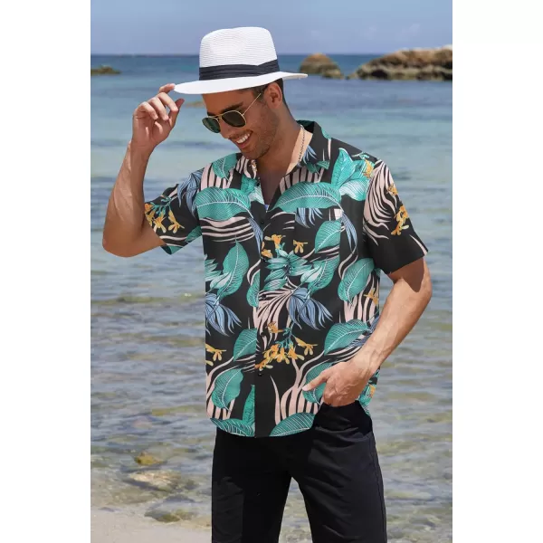 COOFANDY Mens Hawaiian Tropical Shirt Short Sleeve Casual Button Down Floral Summer Beach Shirts with Pocket