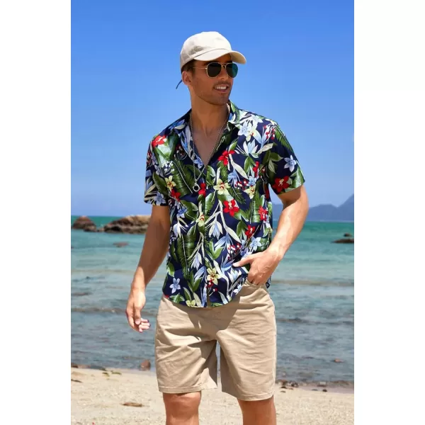 COOFANDY Mens Hawaiian Tropical Shirt Short Sleeve Casual Button Down Floral Summer Beach Shirts with Pocket