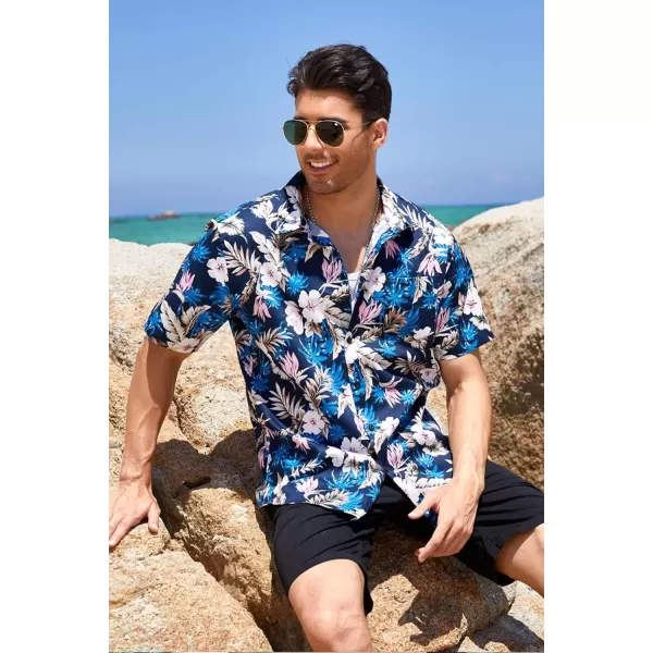 COOFANDY Mens Hawaiian Tropical Shirt Short Sleeve Casual Button Down Floral Summer Beach Shirts with Pocket