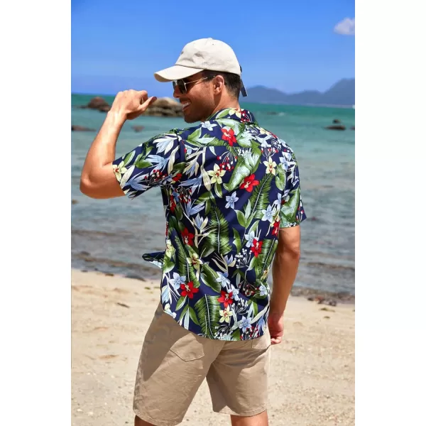 COOFANDY Mens Hawaiian Tropical Shirt Short Sleeve Casual Button Down Floral Summer Beach Shirts with Pocket