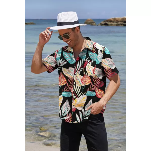 COOFANDY Mens Hawaiian Tropical Shirt Short Sleeve Casual Button Down Floral Summer Beach Shirts with Pocket