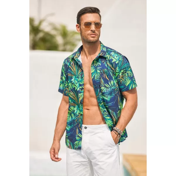 COOFANDY Mens Hawaiian Tropical Shirt Short Sleeve Casual Button Down Floral Summer Beach Shirts with Pocket