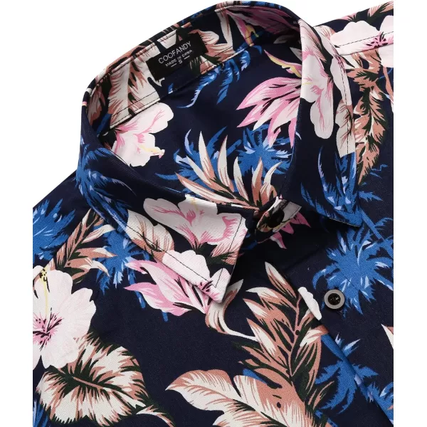 COOFANDY Mens Hawaiian Tropical Shirt Short Sleeve Casual Button Down Floral Summer Beach Shirts with Pocket
