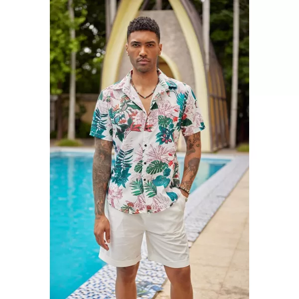 COOFANDY Mens Hawaiian Tropical Shirt Short Sleeve Casual Button Down Floral Summer Beach Shirts with Pocket