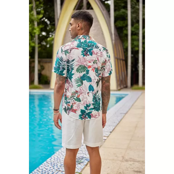 COOFANDY Mens Hawaiian Tropical Shirt Short Sleeve Casual Button Down Floral Summer Beach Shirts with Pocket