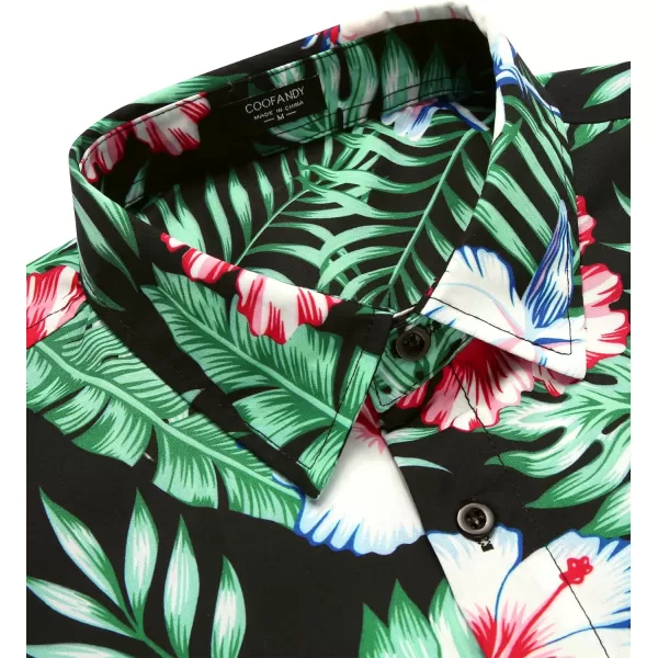 COOFANDY Mens Hawaiian Tropical Shirt Short Sleeve Casual Button Down Floral Summer Beach Shirts with Pocket