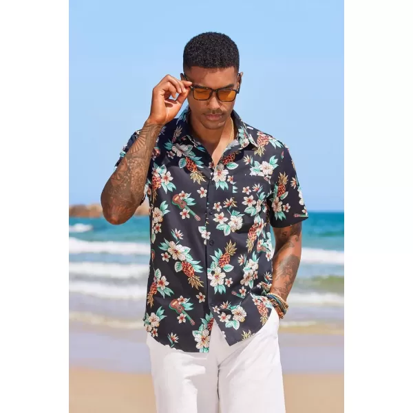 COOFANDY Mens Hawaiian Tropical Shirt Short Sleeve Casual Button Down Floral Summer Beach Shirts with Pocket