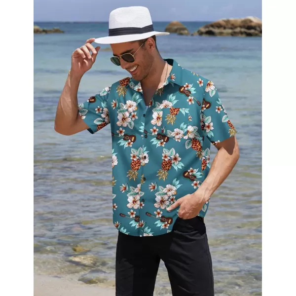 COOFANDY Mens Hawaiian Tropical Shirt Short Sleeve Casual Button Down Floral Summer Beach Shirts with Pocket
