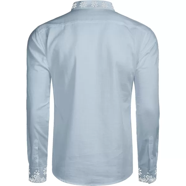 COOFANDY Men's Henley Shirt Long Sleeve Floral Print Casual Zip Up Cotton Beach Party Hippie T Shirt