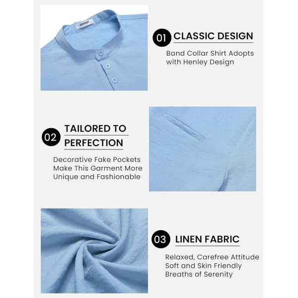 COOFANDY Men's Henley Shirts Band Collar Short Sleeve Shirt Casual Summer Beach Shirt Hippie T Shirt Fashion Hawaiian Shirt