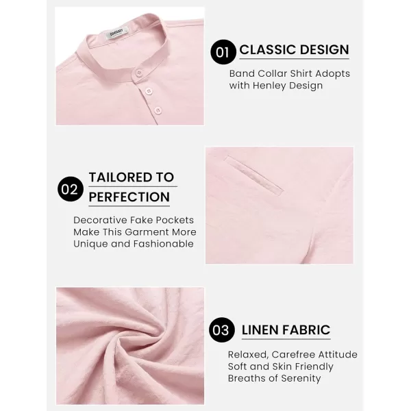 COOFANDY Men's Henley Shirts Band Collar Short Sleeve Shirt Casual Summer Beach Shirt Hippie T Shirt Fashion Hawaiian Shirt