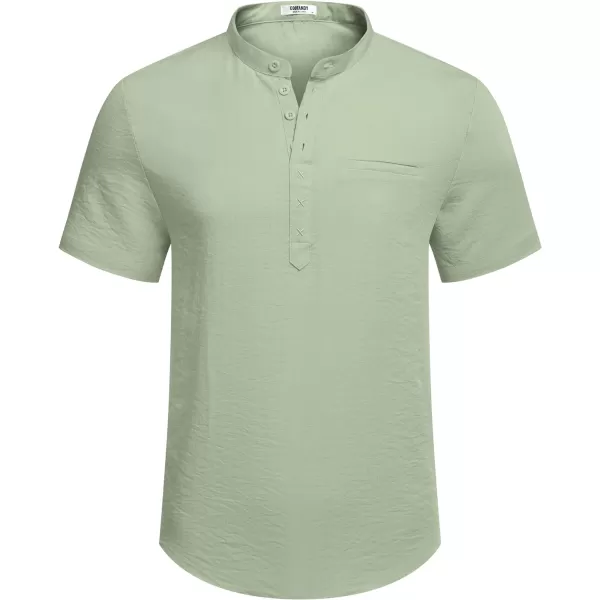 COOFANDY Men's Henley Shirts Band Collar Short Sleeve Shirt Casual Summer Beach Shirt Hippie T Shirt Fashion Hawaiian Shirt