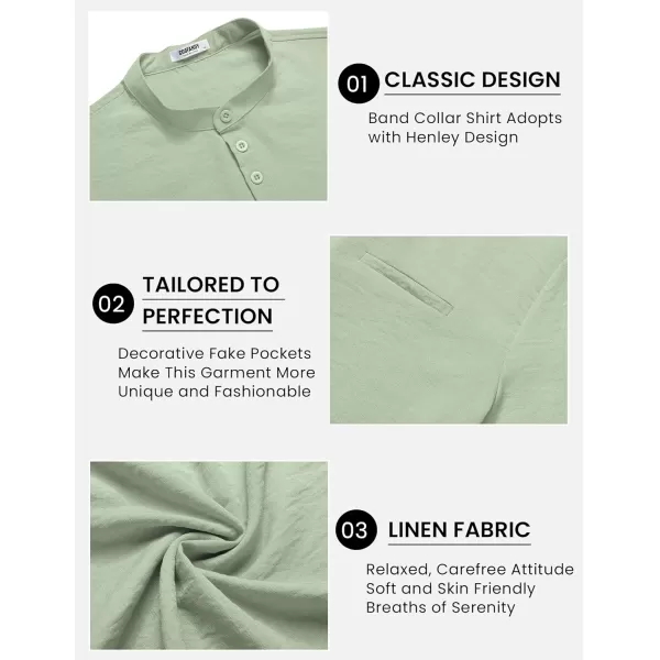 COOFANDY Men's Henley Shirts Band Collar Short Sleeve Shirt Casual Summer Beach Shirt Hippie T Shirt Fashion Hawaiian Shirt
