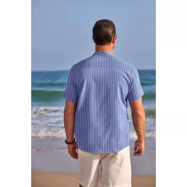 COOFANDY Men's Henley Shirts Band Collar Short Sleeve Shirt Casual Summer Beach Shirt Hippie T Shirt Fashion Hawaiian Shirt