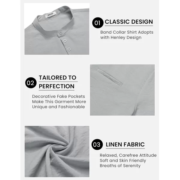 COOFANDY Men's Henley Shirts Band Collar Short Sleeve Shirt Casual Summer Beach Shirt Hippie T Shirt Fashion Hawaiian Shirt