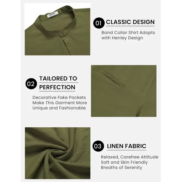 COOFANDY Men's Henley Shirts Band Collar Short Sleeve Shirt Casual Summer Beach Shirt Hippie T Shirt Fashion Hawaiian Shirt