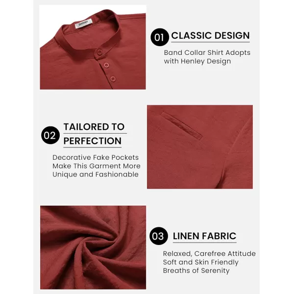COOFANDY Men's Henley Shirts Band Collar Short Sleeve Shirt Casual Summer Beach Shirt Hippie T Shirt Fashion Hawaiian Shirt