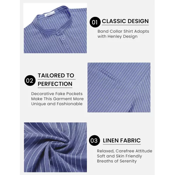 COOFANDY Men's Henley Shirts Band Collar Short Sleeve Shirt Casual Summer Beach Shirt Hippie T Shirt Fashion Hawaiian Shirt
