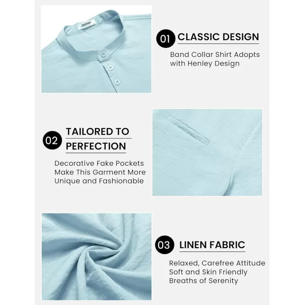 COOFANDY Men's Henley Shirts Band Collar Short Sleeve Shirt Casual Summer Beach Shirt Hippie T Shirt Fashion Hawaiian Shirt
