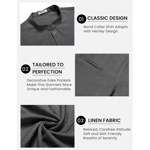 COOFANDY Men's Henley Shirts Band Collar Short Sleeve Shirt Casual Summer Beach Shirt Hippie T Shirt Fashion Hawaiian Shirt