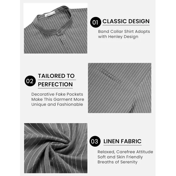 COOFANDY Men's Henley Shirts Band Collar Short Sleeve Shirt Casual Summer Beach Shirt Hippie T Shirt Fashion Hawaiian Shirt