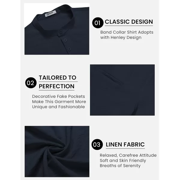COOFANDY Men's Henley Shirts Band Collar Short Sleeve Shirt Casual Summer Beach Shirt Hippie T Shirt Fashion Hawaiian Shirt