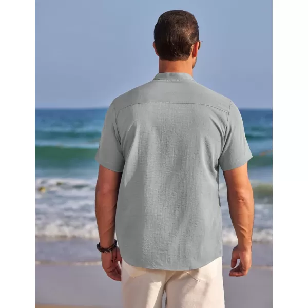 COOFANDY Men's Henley Shirts Band Collar Short Sleeve Shirt Casual Summer Beach Shirt Hippie T Shirt Fashion Hawaiian Shirt