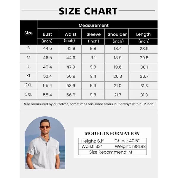 COOFANDY Men's Henley Shirts Band Collar Short Sleeve Shirt Casual Summer Beach Shirt Hippie T Shirt Fashion Hawaiian Shirt