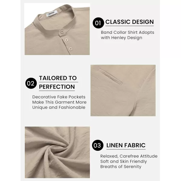 COOFANDY Men's Henley Shirts Band Collar Short Sleeve Shirt Casual Summer Beach Shirt Hippie T Shirt Fashion Hawaiian Shirt