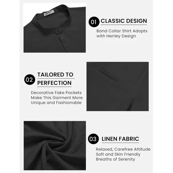 COOFANDY Men's Henley Shirts Band Collar Short Sleeve Shirt Casual Summer Beach Shirt Hippie T Shirt Fashion Hawaiian Shirt