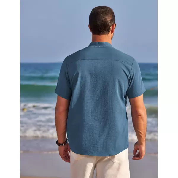 COOFANDY Men's Henley Shirts Band Collar Short Sleeve Shirt Casual Summer Beach Shirt Hippie T Shirt Fashion Hawaiian Shirt