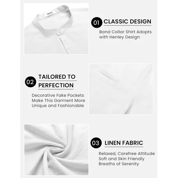 COOFANDY Men's Henley Shirts Band Collar Short Sleeve Shirt Casual Summer Beach Shirt Hippie T Shirt Fashion Hawaiian Shirt