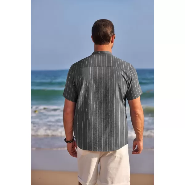 COOFANDY Men's Henley Shirts Band Collar Short Sleeve Shirt Casual Summer Beach Shirt Hippie T Shirt Fashion Hawaiian Shirt
