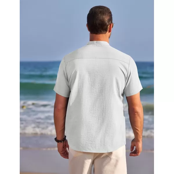 COOFANDY Men's Henley Shirts Band Collar Short Sleeve Shirt Casual Summer Beach Shirt Hippie T Shirt Fashion Hawaiian Shirt