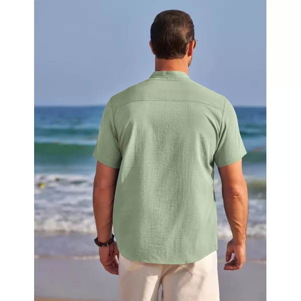 COOFANDY Men's Henley Shirts Band Collar Short Sleeve Shirt Casual Summer Beach Shirt Hippie T Shirt Fashion Hawaiian Shirt