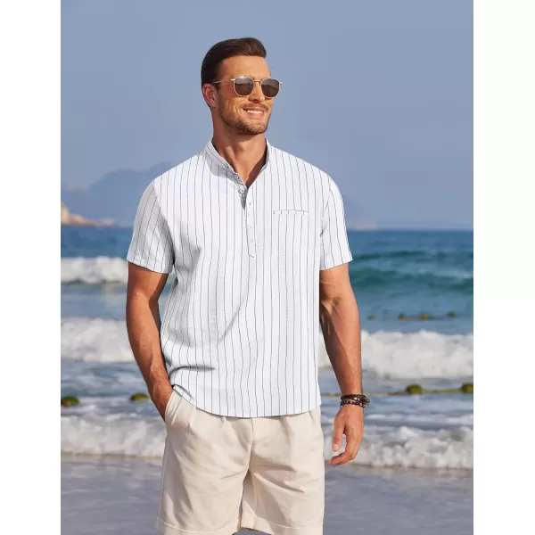COOFANDY Men's Henley Shirts Band Collar Short Sleeve Shirt Casual Summer Beach Shirt Hippie T Shirt Fashion Hawaiian Shirt