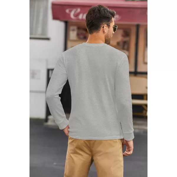 COOFANDY Men's Henley Shirts Long Sleeve Basic Waffle Pique Pullover T-Shirt with Pocket