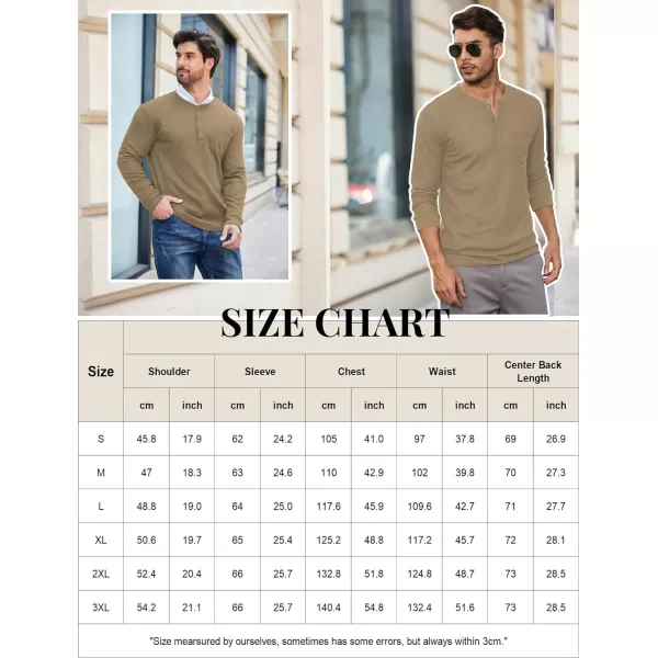 COOFANDY Men's Henley Shirts Long Sleeve Basic Waffle Pique Pullover T-Shirt with Pocket