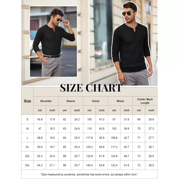 COOFANDY Men's Henley Shirts Long Sleeve Basic Waffle Pique Pullover T-Shirt with Pocket