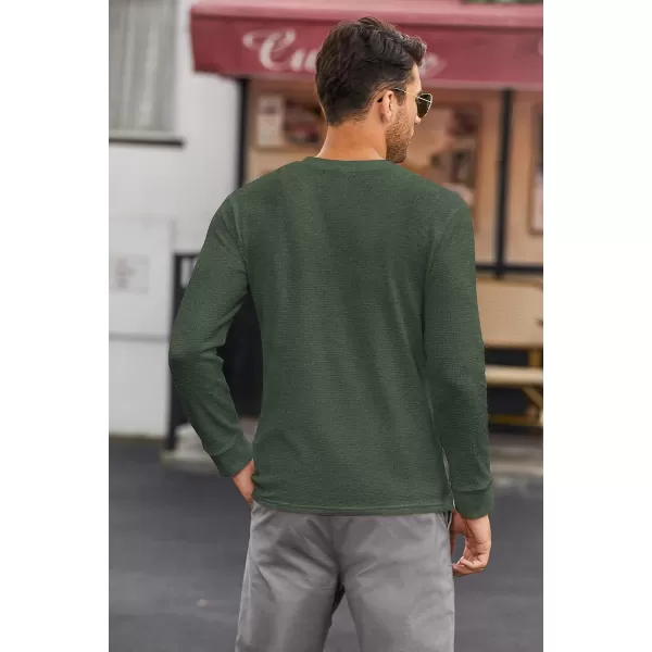 COOFANDY Men's Henley Shirts Long Sleeve Basic Waffle Pique Pullover T-Shirt with Pocket