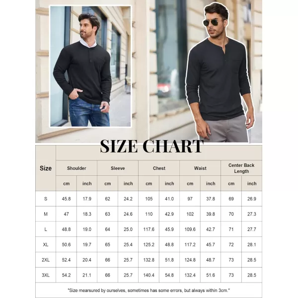 COOFANDY Men's Henley Shirts Long Sleeve Basic Waffle Pique Pullover T-Shirt with Pocket
