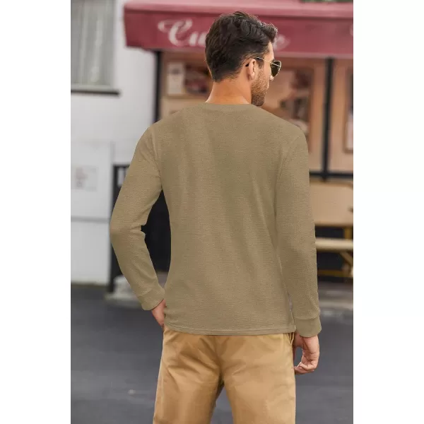 COOFANDY Men's Henley Shirts Long Sleeve Basic Waffle Pique Pullover T-Shirt with Pocket