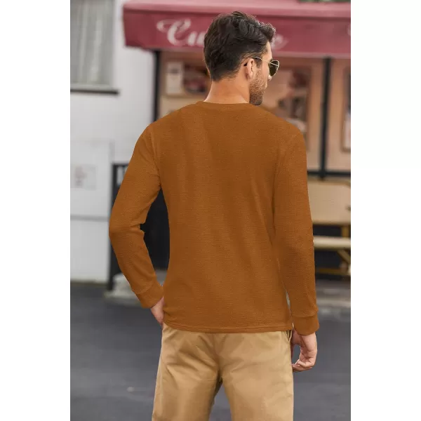 COOFANDY Men's Henley Shirts Long Sleeve Basic Waffle Pique Pullover T-Shirt with Pocket