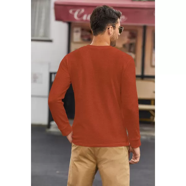 COOFANDY Men's Henley Shirts Long Sleeve Basic Waffle Pique Pullover T-Shirt with Pocket