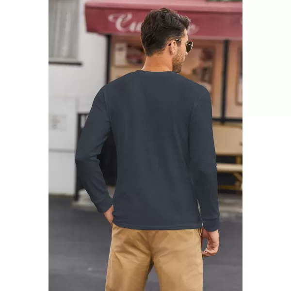 COOFANDY Men's Henley Shirts Long Sleeve Basic Waffle Pique Pullover T-Shirt with Pocket