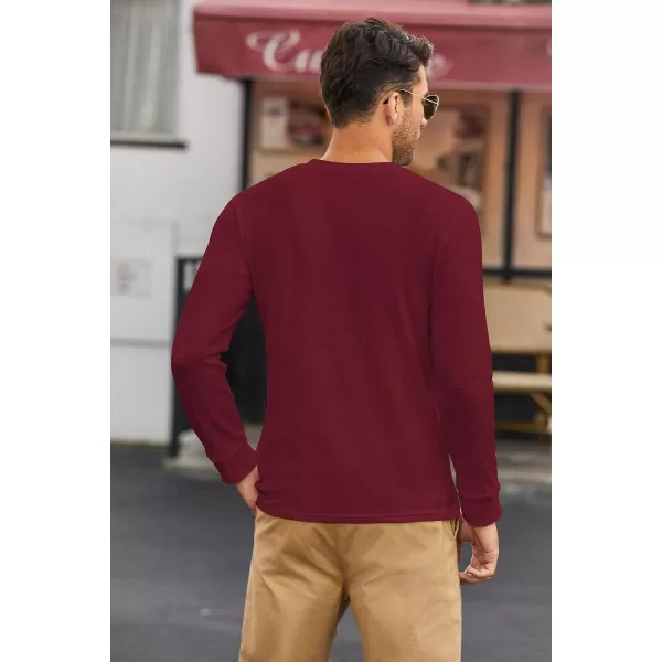 COOFANDY Men's Henley Shirts Long Sleeve Basic Waffle Pique Pullover T-Shirt with Pocket
